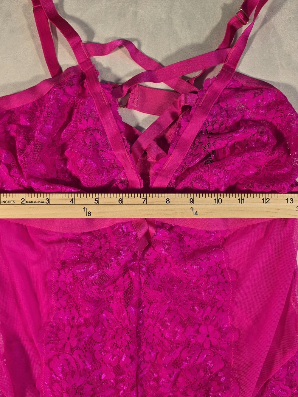 TORRID Floral Lace Strappy Bodysuit - Pink Glow NWOT - Picture 5 of 5